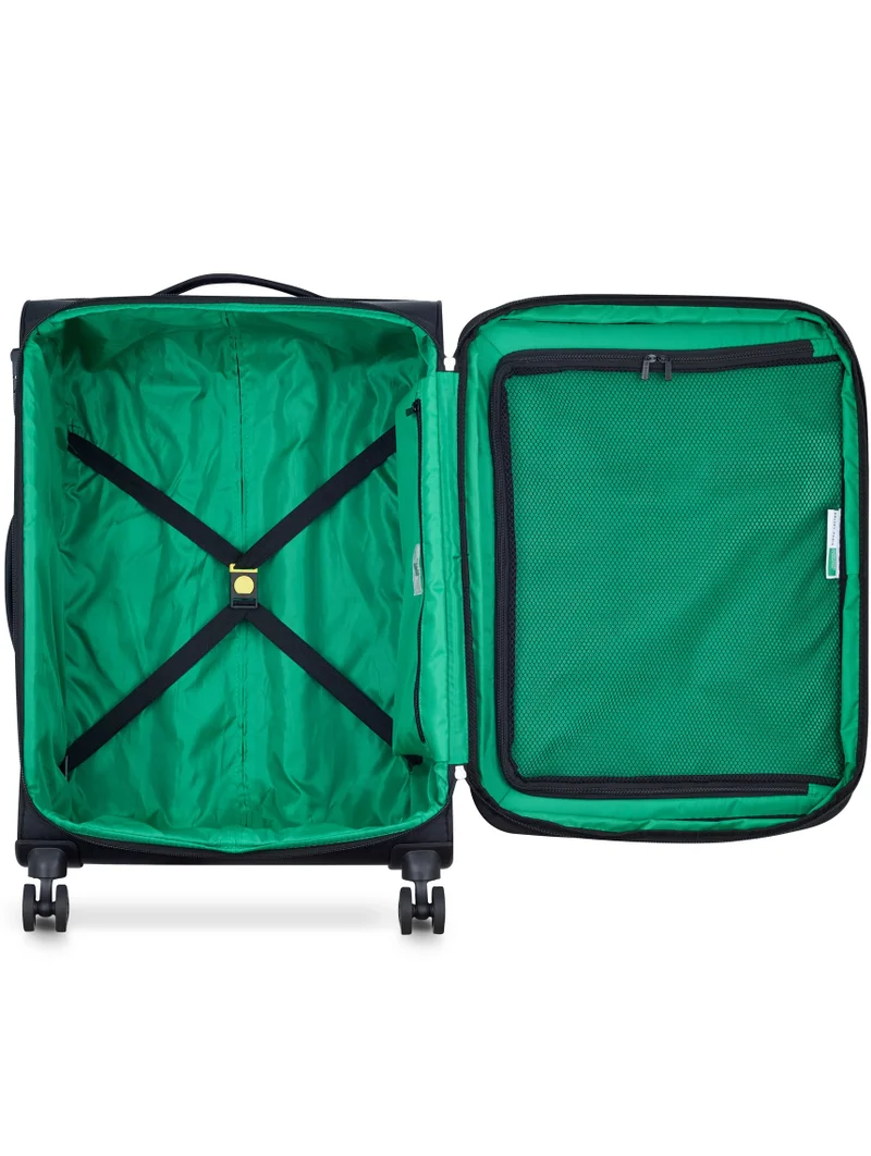 UNITED COLORS OF BENETTON  Color Block 69 Cm 4 Double Wheeled Softside Expandable Check-In Luggage Trolley Case - Black  | Best Price UAE